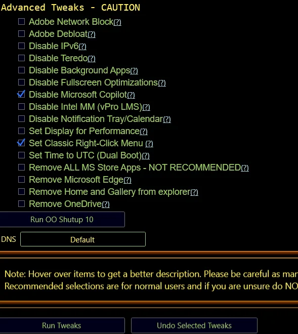Advanced Tweaks